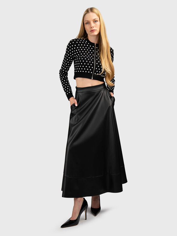 Cropped cardigan with zip and polka dot pattern - 2