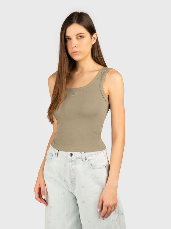 Black ripped cotton blend top - 1