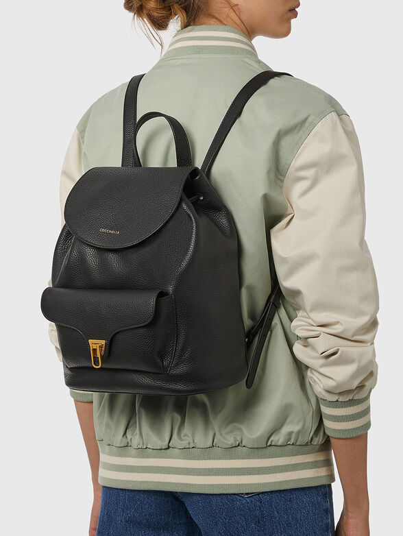 Leather backpack with metal accent - 2