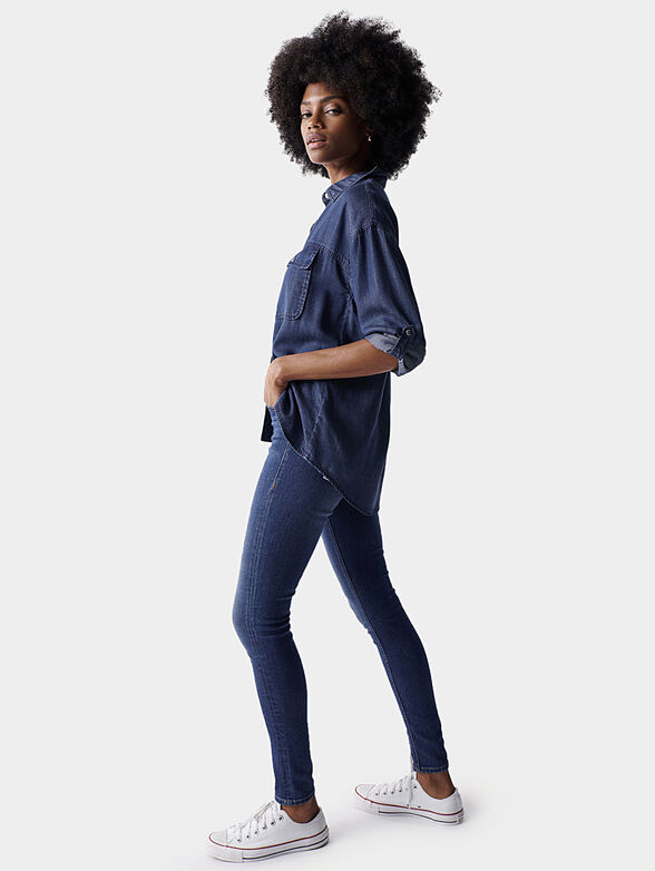 Blue shirt with snap buttons - 3