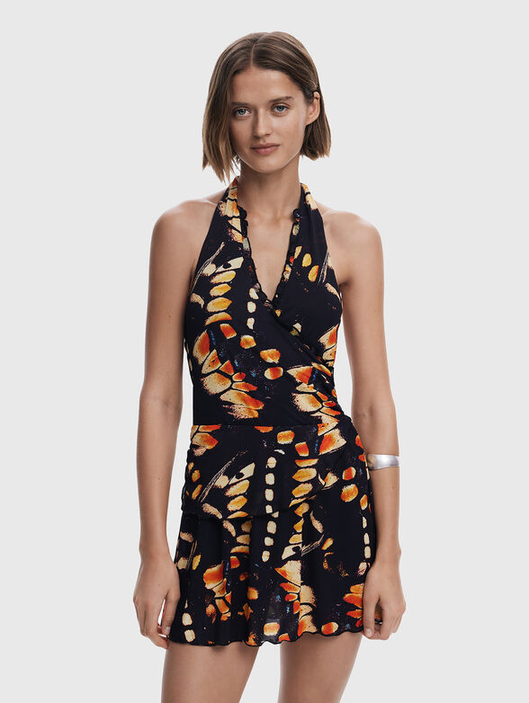 Short printed viscose jumpsuit - 1