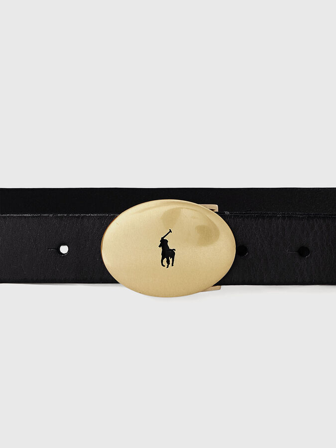 Ralph Lauren Black Genuine Leather Belt with Gold RL Accent Women main image 2