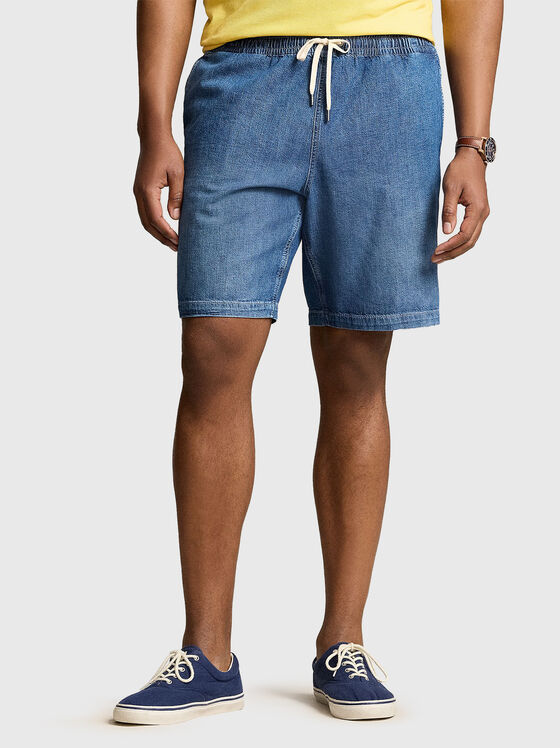 Дънкови къси панталони с лого - 1