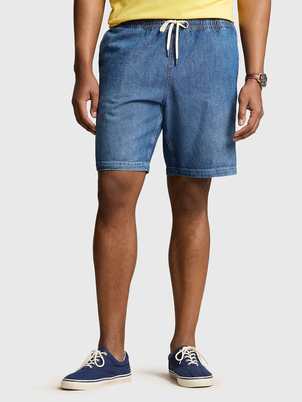 Denim shorts with logo - 1