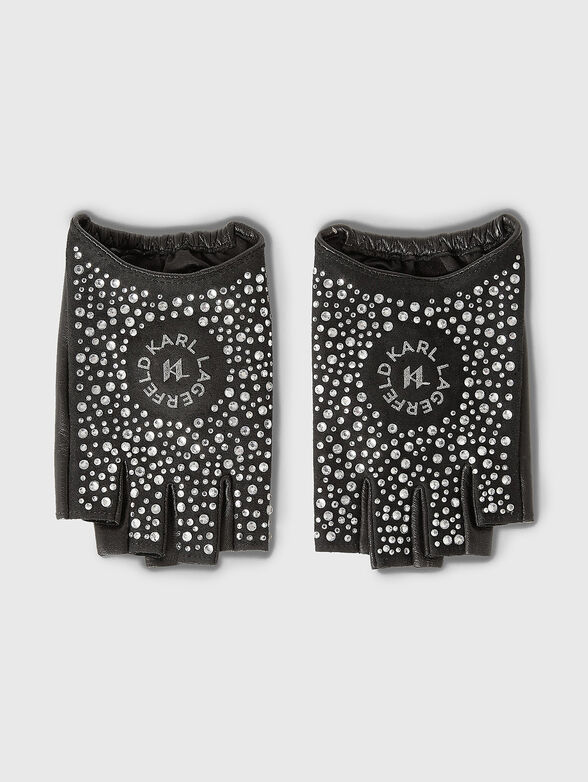 Gloves with appliqué rhinestones - 1