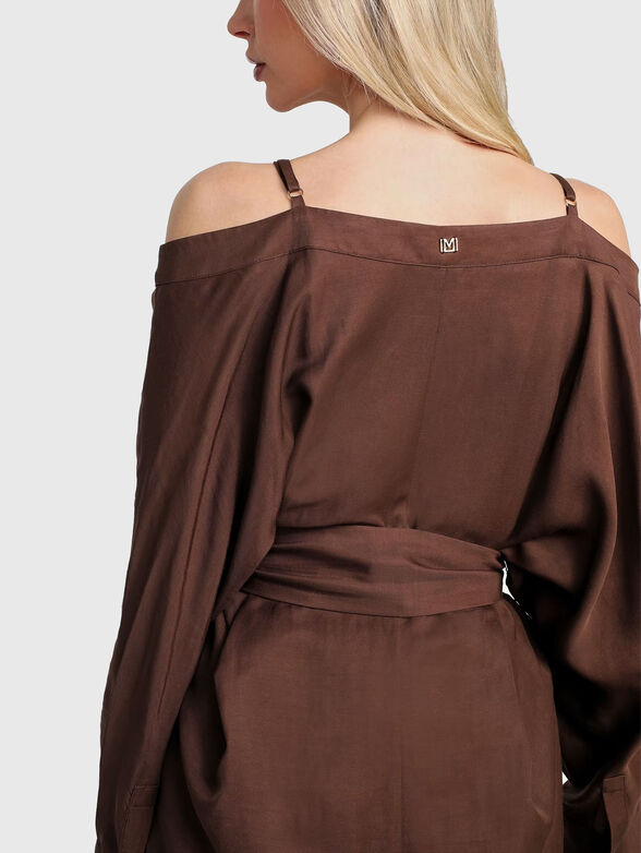 GRETA blouse with waist belt in linen blend - 5