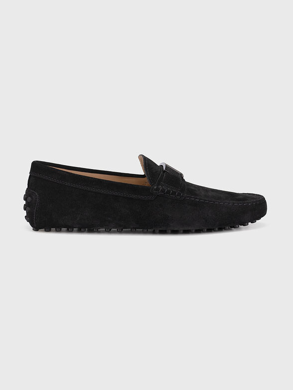 Black suede loafers with metal detail - 0