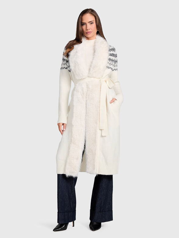 AKILAH wool blend cardigan with accent collar - 1