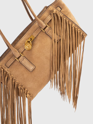 Suede bag with accent fringe - 4