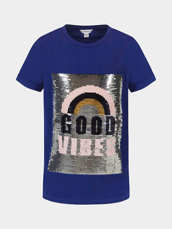 Blue T-shirt with sequins - 1