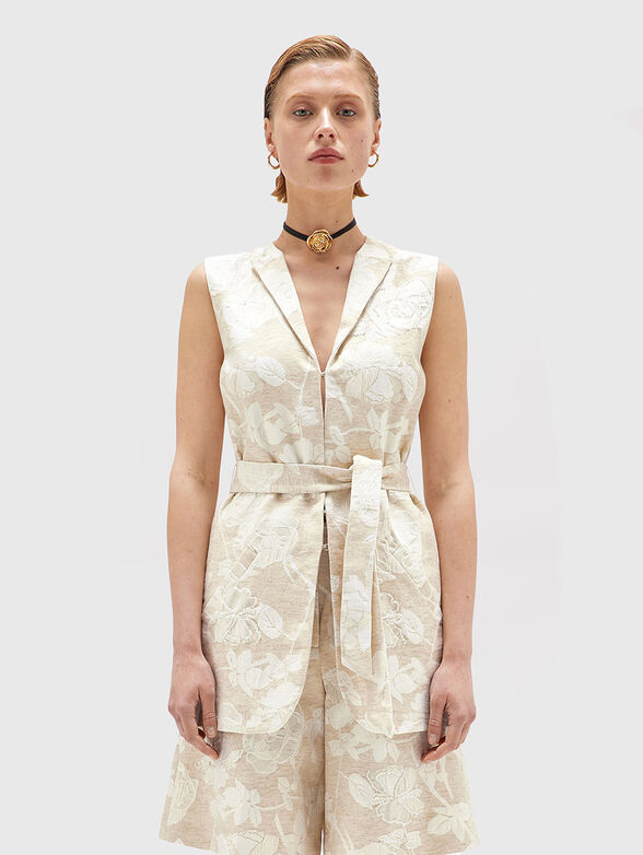 Cotton vest with waist belt - 1