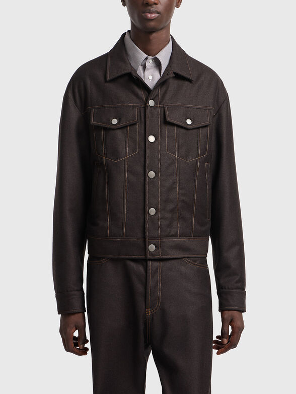 Contrast stitching wool jacket - 1