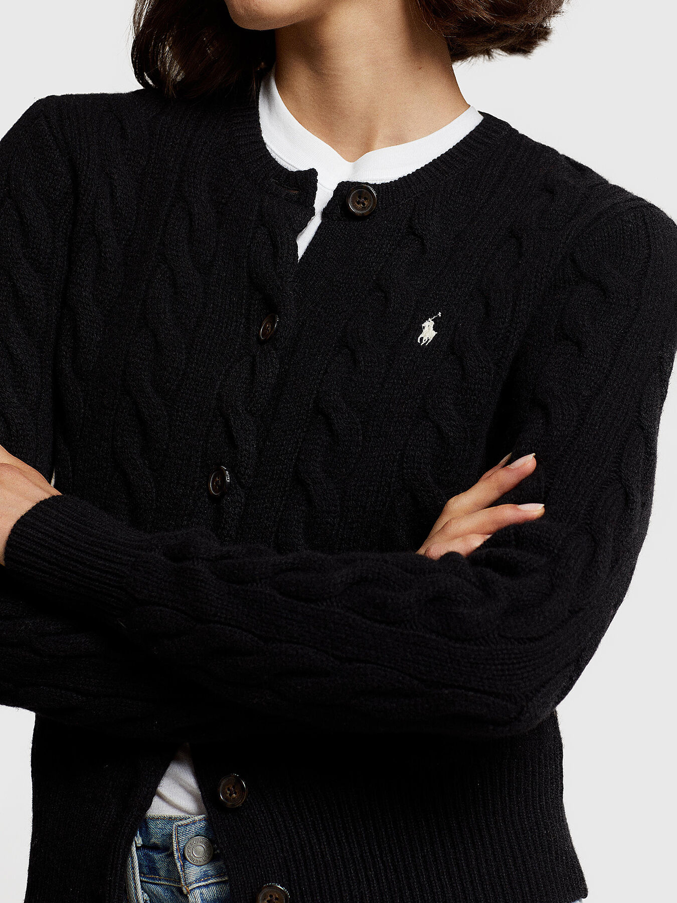 Black ralph lauren cardigan clearance