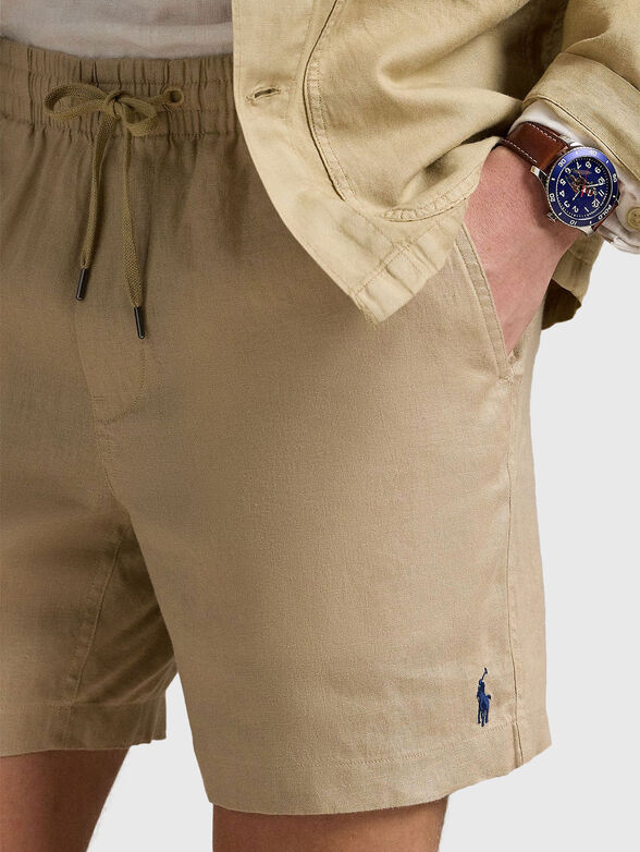 Beige linen shorts - 3