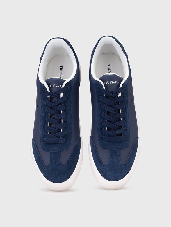 Leather sports shoes with suede details - 6