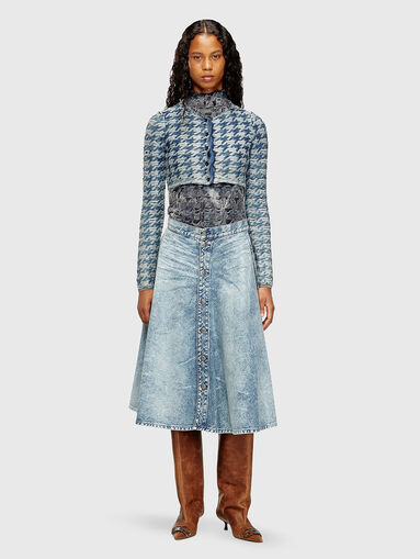M-HELLA crop cardigan in denim-look houndstooth jacquard - 5