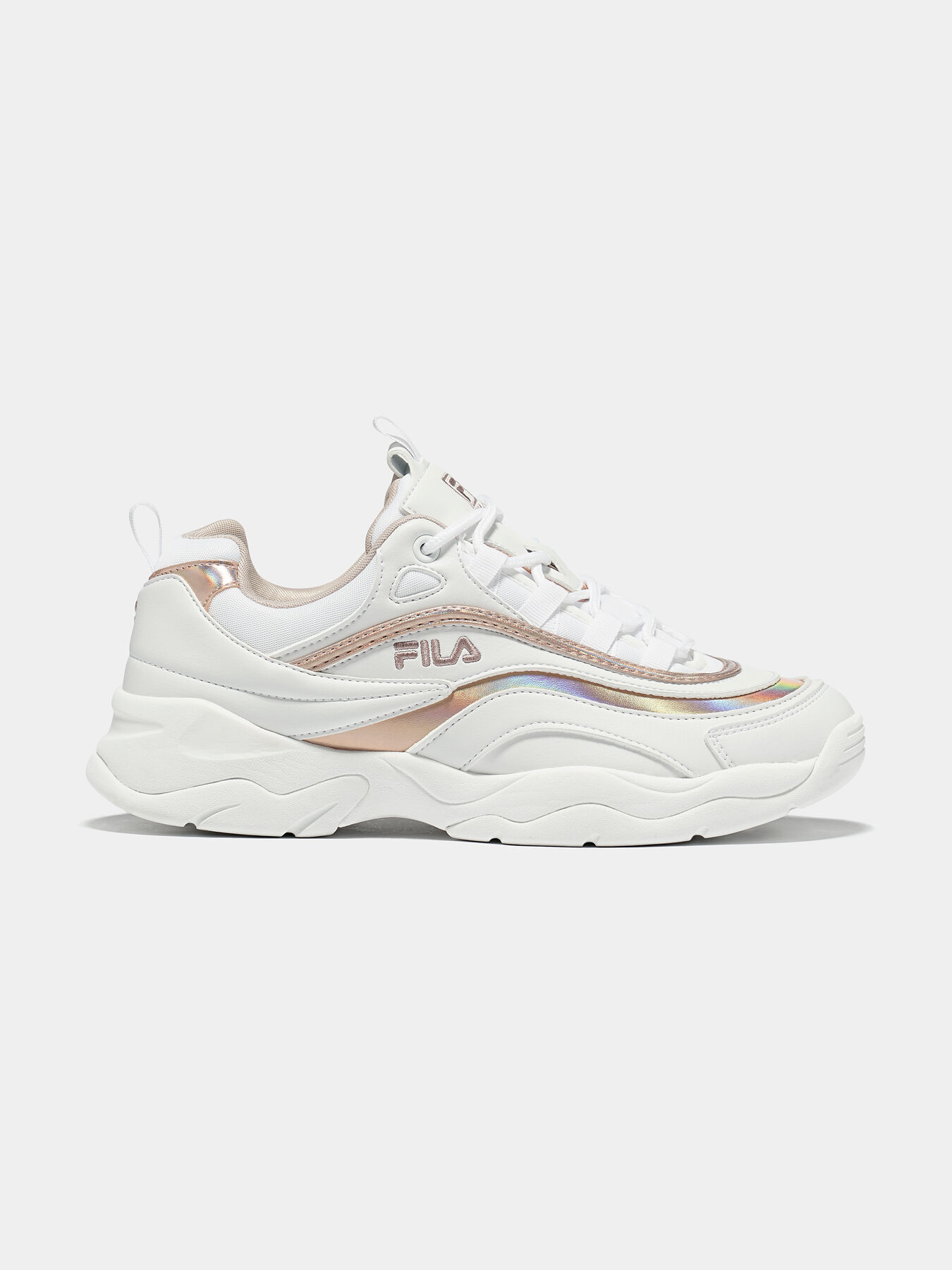 RAY M White sneakers with rose gold accents brand FILA Globalbrandsstore en