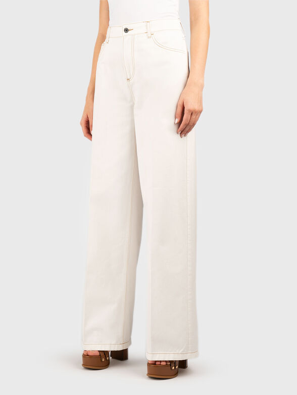 High waisted jeans with accent stitching - 1