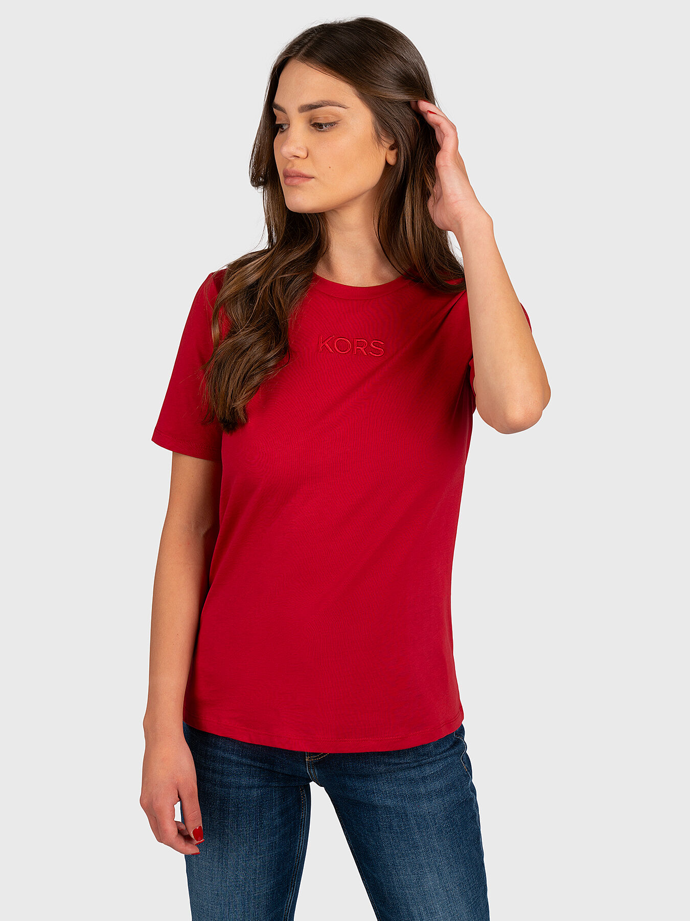 TONAL cotton T shirt with logo embroidery brand MICHAEL KORS Globalbrandsstore en