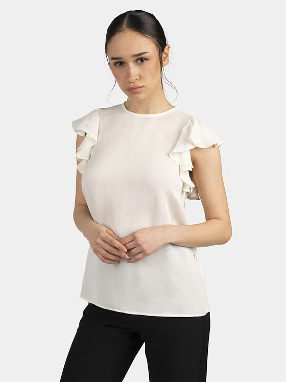 Black blouse with frills - 1