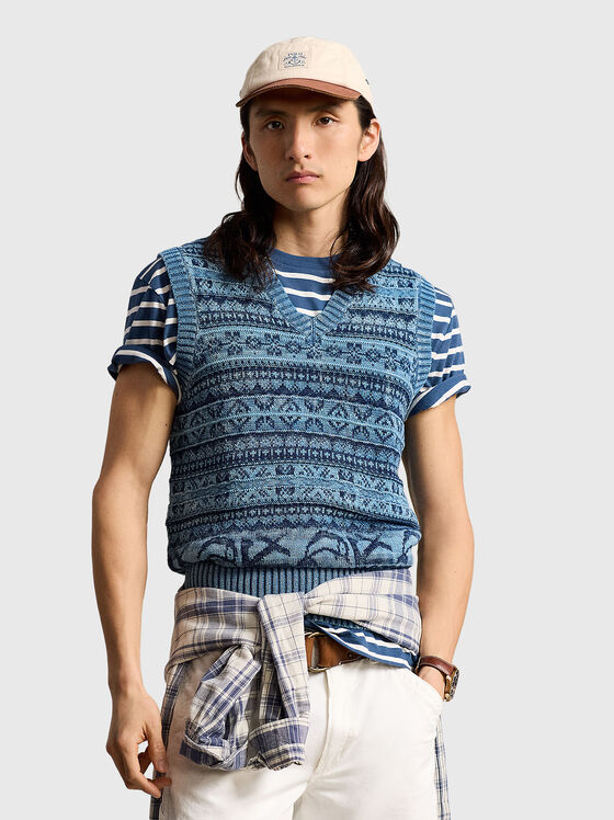 Sleeveless sweater in blue - 1