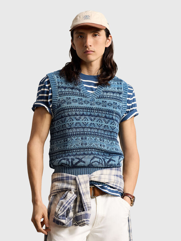 Sleeveless sweater in blue - 1