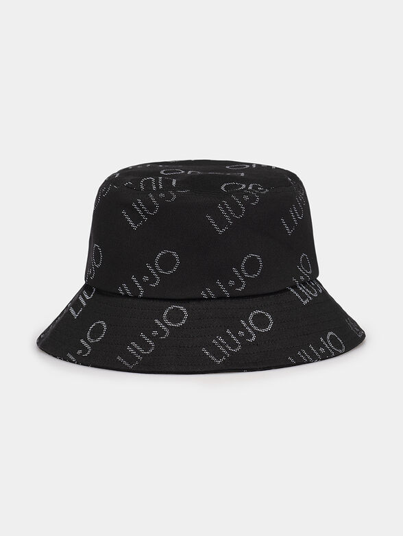 Black bucket hat with logo motifs - 1