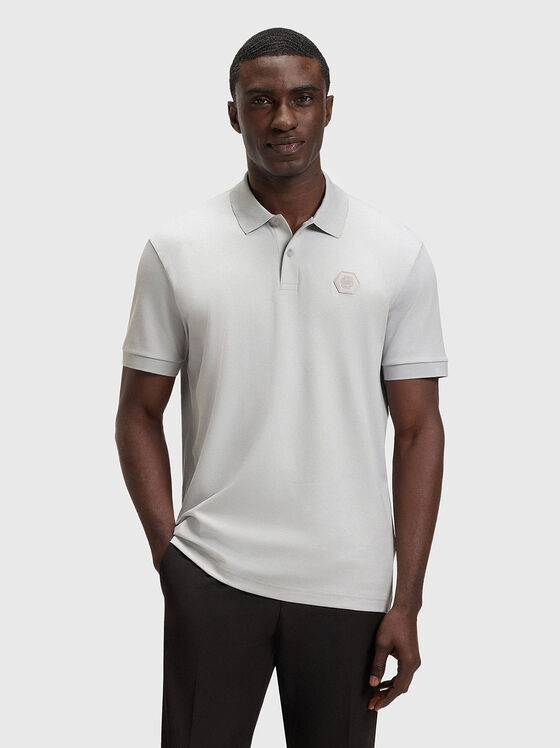 Grey polo shirt with logo - 1