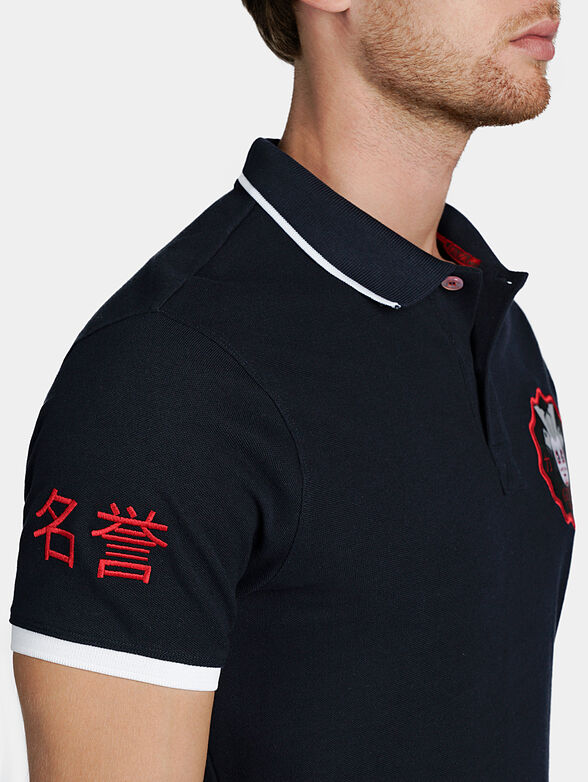 Cotton polo-shirt with contrasting embroideries - 2