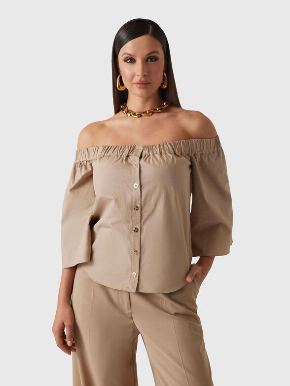 Off-shoulder blouse with buttons - 0