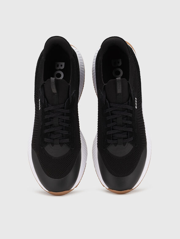 Black sports shoes with logo - 6