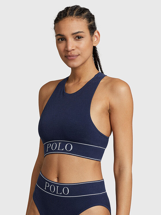 Blue sports top with logo motif - 1