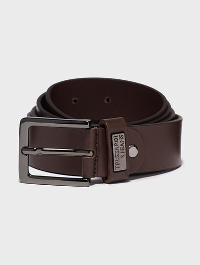 Leather belt with metal detail - 1