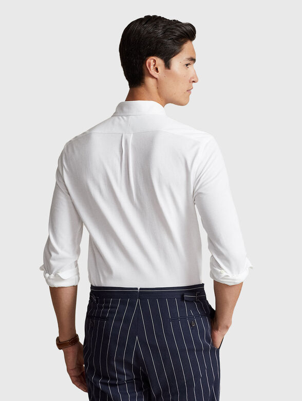 Cotton shirt with contrasting logo embroidery - 3