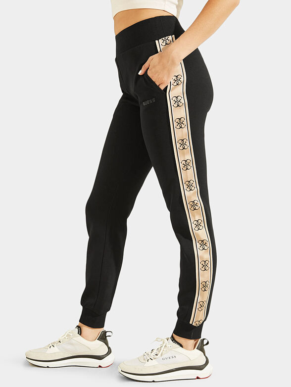 BRITNEY black sports pants with logo straps - 3