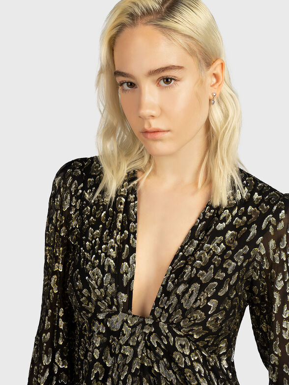 Animal print dress with golden accents - 5