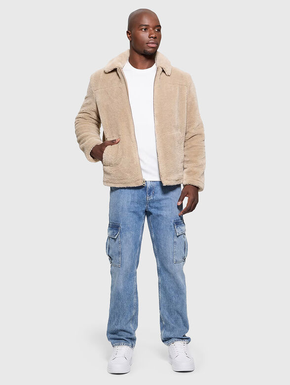 Beige eco fur jacket - 2