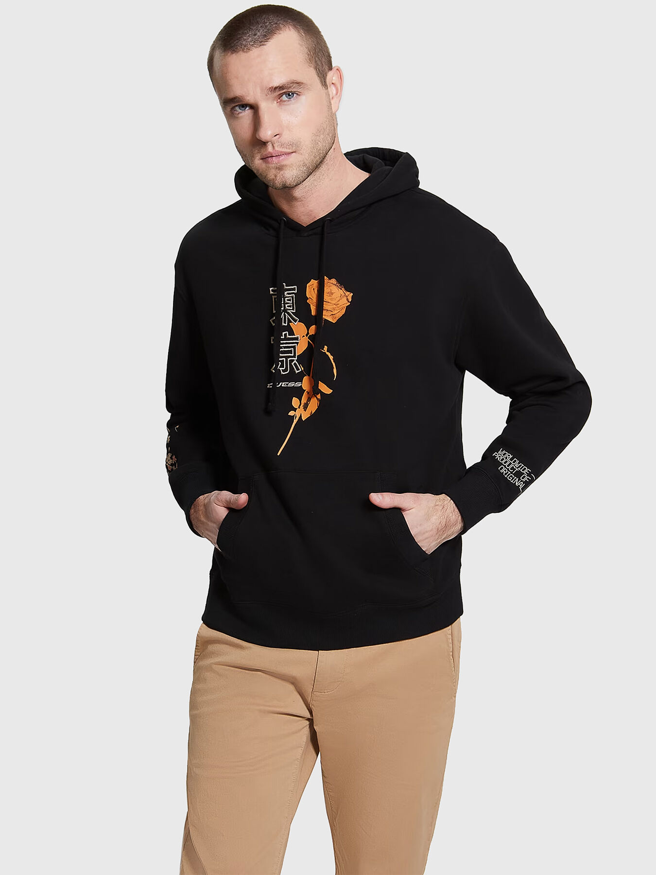 TOKYO black sweatshirt with hood brand GUESS Globalbrandsstore en