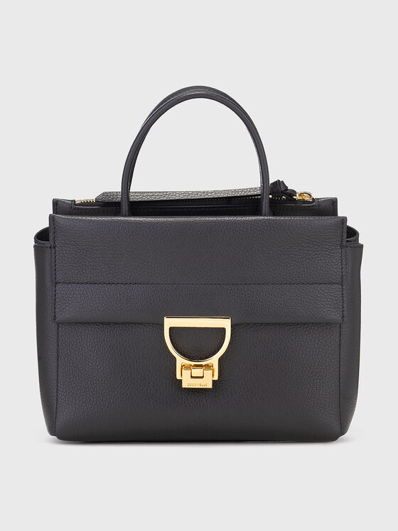 Leather bag with a grainy effect and gold details - 1