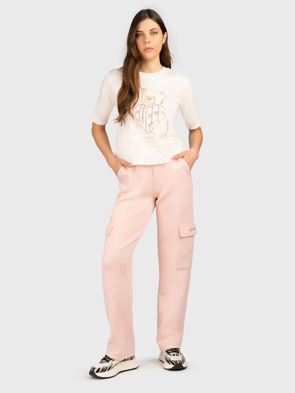 Cotton T-shirt with print and rhinestones - 2