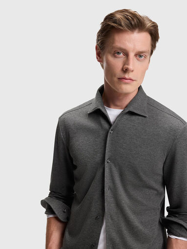 Long sleeved cotton blend shirt - 4