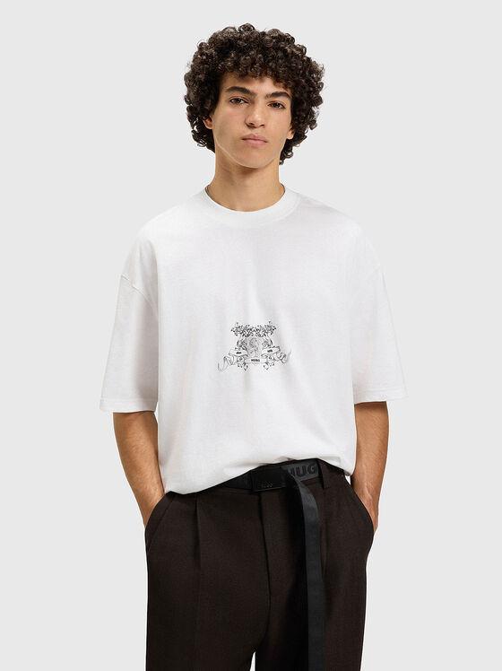 Cotton T-shirt with oval neckline - 1