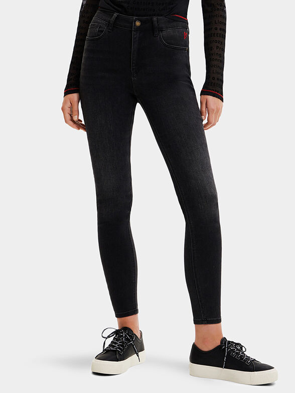 ALBA black skinny jeans with accent embroidery - 1