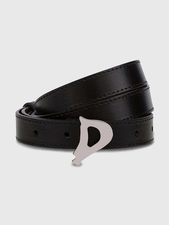 Black genuine leather belt - 1
