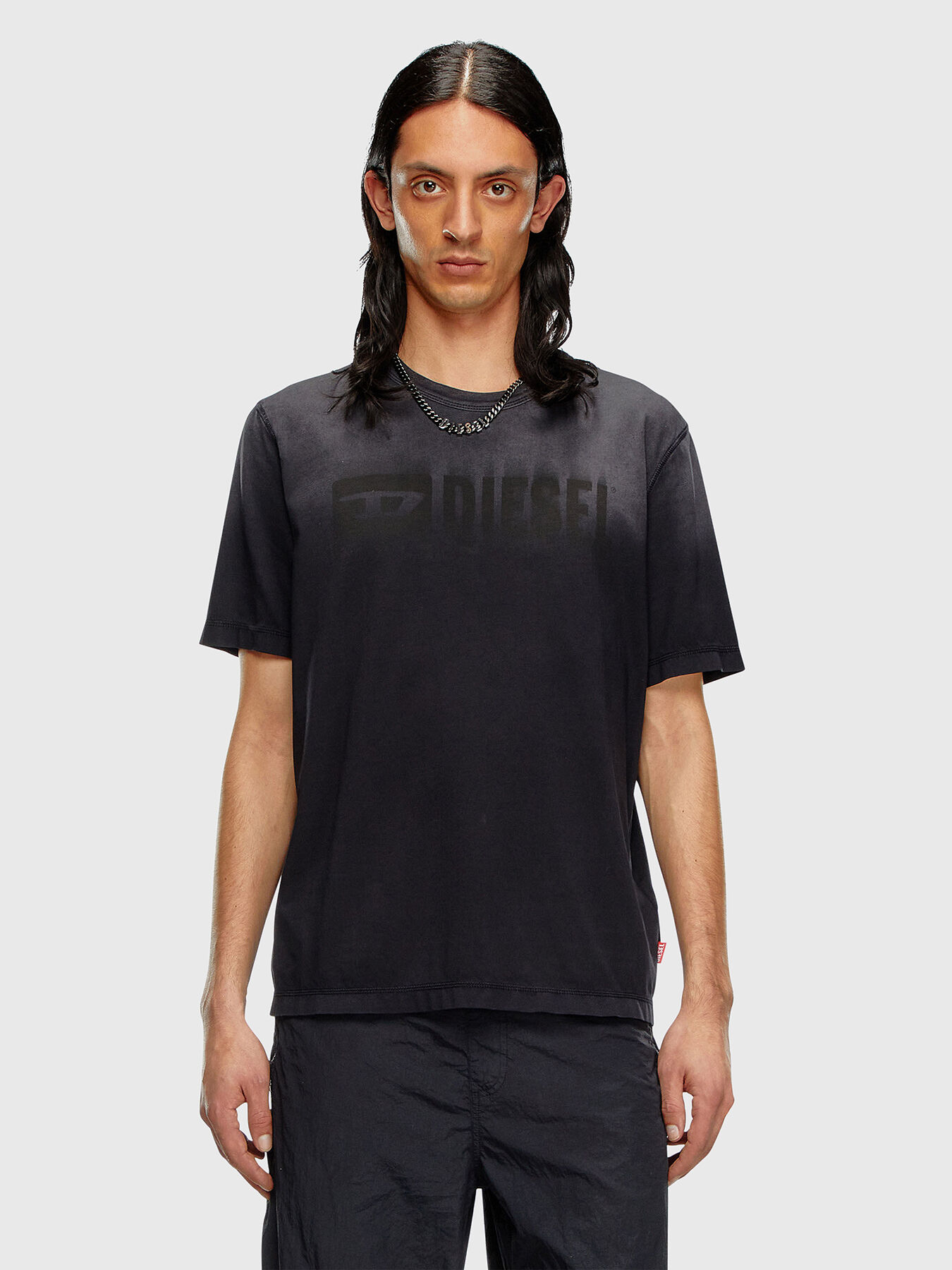 ★DIESEL★ T-Adjust R4 T-Shirt Black A163970GRAI9XX T-ADJUST-R4 black T-shirt with logo print brand DIESEL