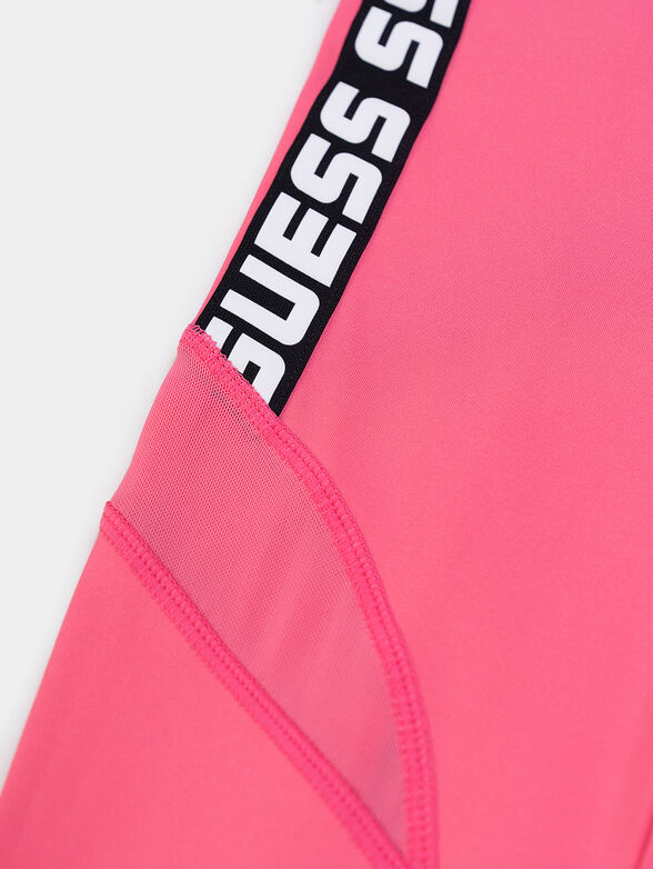 Leggings in pink color with contast logo bands - 3