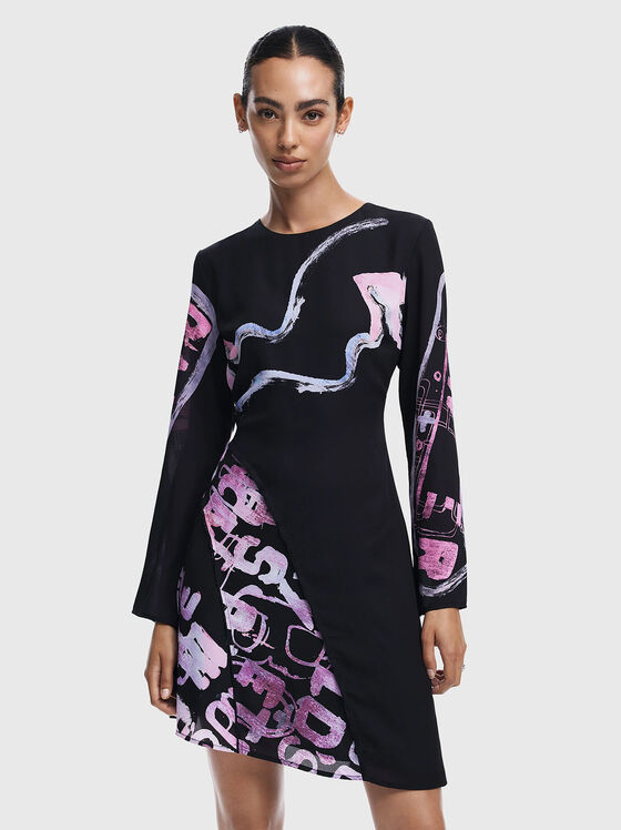 Рокля DANGERBLACK с акцентен принт - 1