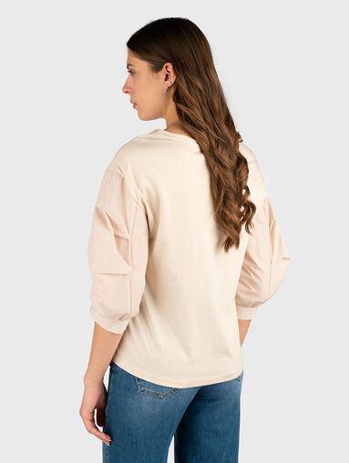 Cotton blouse with accent sleeves - 3