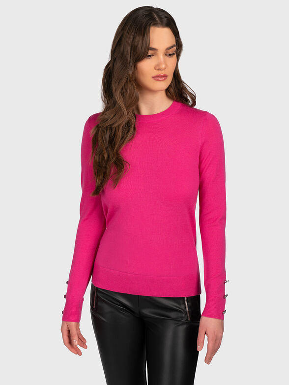 Wool blend sweater with accent buttons - 1