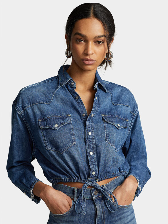 Denim shirt with snap buttons - 1